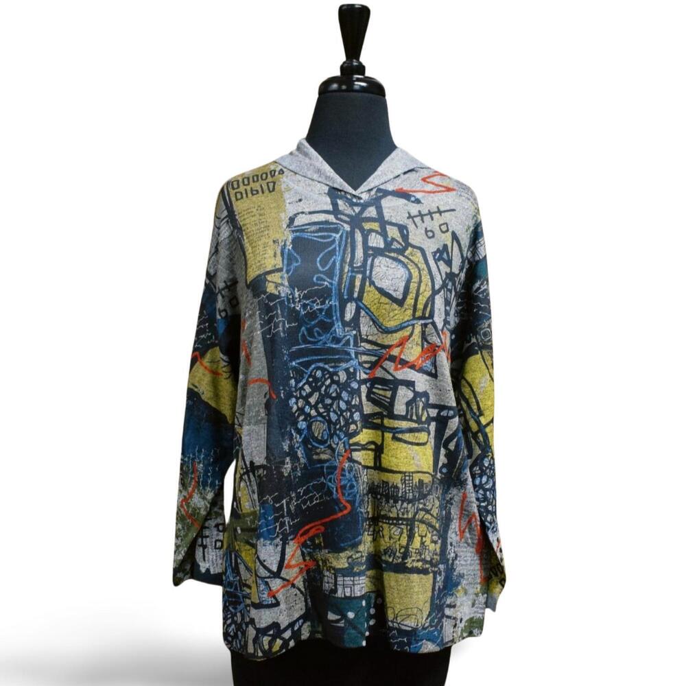 NEW INOAH women's sun city hooded pullover top in multi